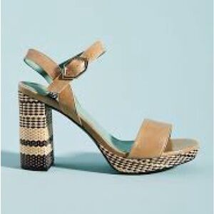 Anthropologie LAB Jutte Chunky Heel Shoes Black Tan Size 41